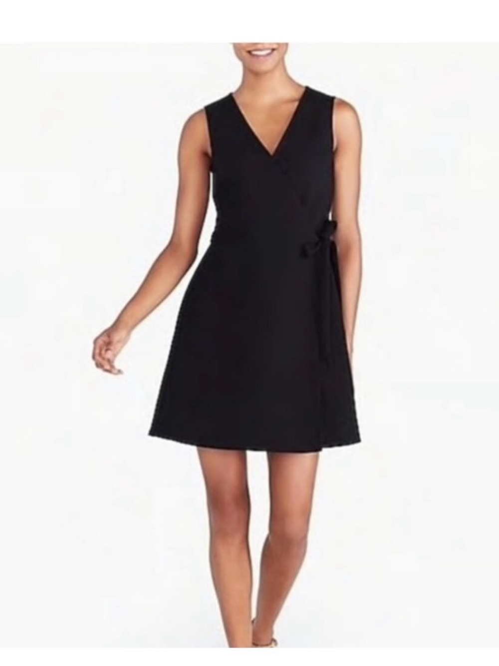 J. Crew Black Sleeveless V-Neck Wrap Mini Dress